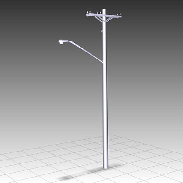 lwo telephone poles untextured - IWAssembly-Crossarm - Three Phase - Double Line Arm 15-25kV - 10ft - 10 by IWTS
